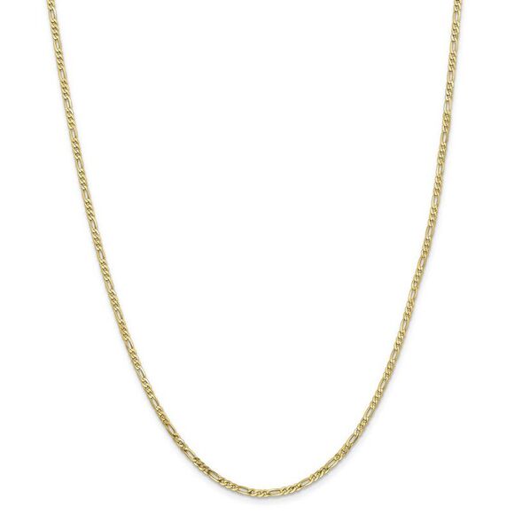 2.2mm, 10k Yellow Gold, Solid Concave Figaro Chain Necklace, 18 Inch - Picture 3 of 8